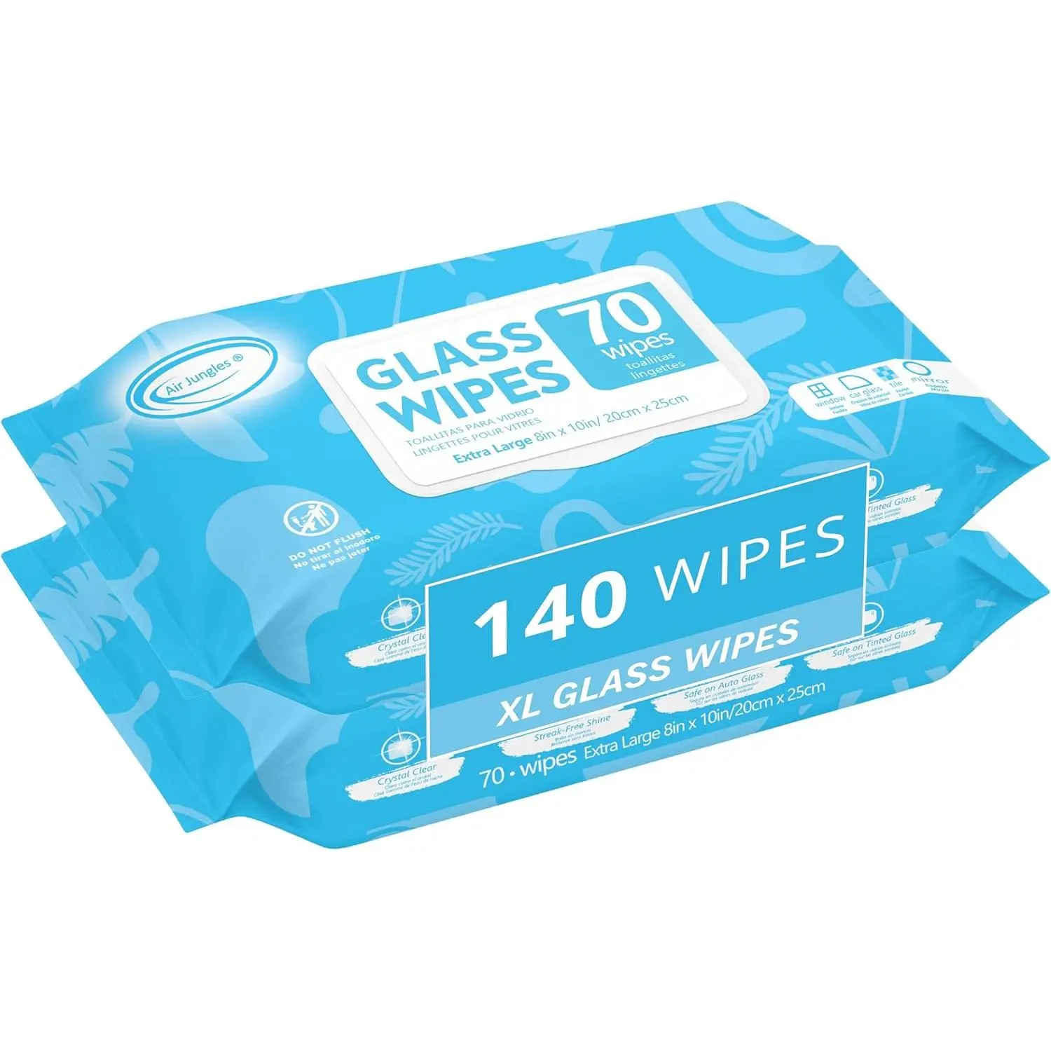 Glass and Window Cleaner Wipes 70 Count (Pack of 2), Extra Large 8" x 10" Size Cleaning Wipes for Car Windshield, Headlight, Mirror, Tile and Home Glass Surface
