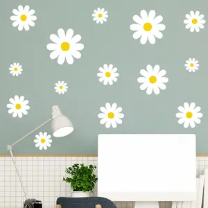 Daisy Pattern Wall Sticker, Floral Pattern Sticker, Self Adhesive Wall Decal, Modern Home Decoration for Background Wall, Bedroom Wall Art, Ornaments