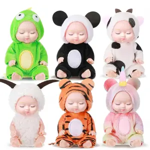 6 PCS 4 Inch Dolls Cute Girl Dolls Include 6 Pieces Girl Mini Dolls, Handmade Doll Clothes, Collectible Newborn Dolls, Lifelike Expressions and Posable Limbs, Perfect Gift for Girls/boys