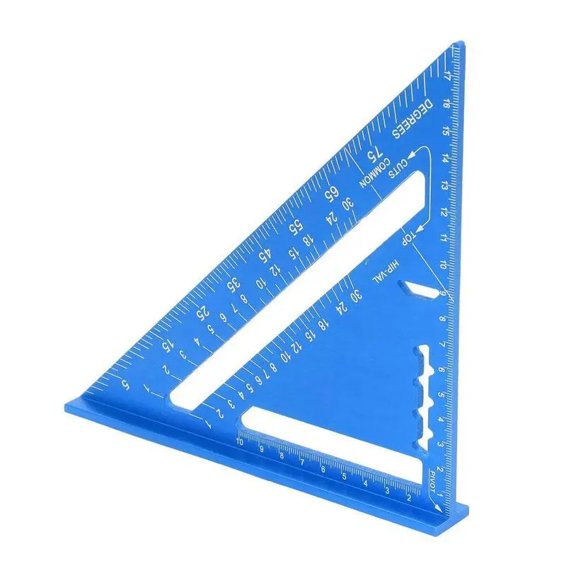 Aluminum Rafter Square, Carpenter Layout Tool, Alloy Triangle Ruler, Hand Measuring Tool, Measuring Instrument, Angle Finder Ruler with Clear Markings for Home & Office