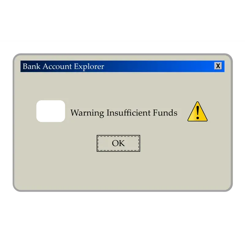 2 PACK Insufficient Funds Card Skin, Funny Meme Vinyl Decal Sticker