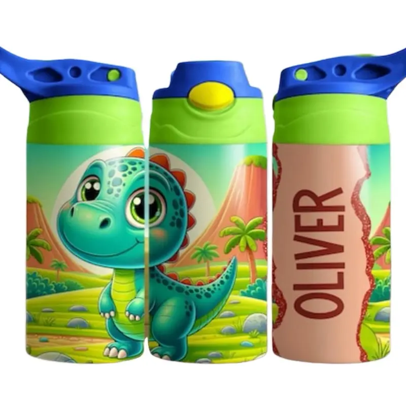 Personalized Dinosaur Stainless Steel Kids Water Bottle with Fun Design and Customizable Name Drinkware Portable