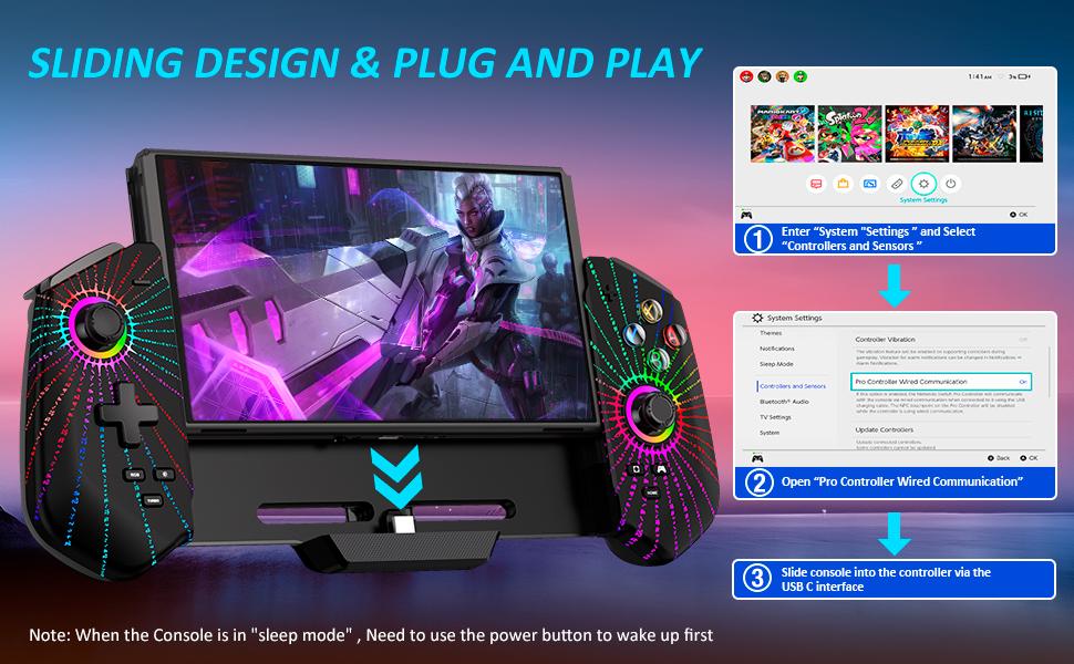 BEBONCOOL Switch Controller with Hall Joystick for Nintendo Switch/OLED, One-Piece Wired Switch Pro Control with Turbo/4 Game Slot/Vibration, Handheld Joypad Controller for Nintendo Switch Controller