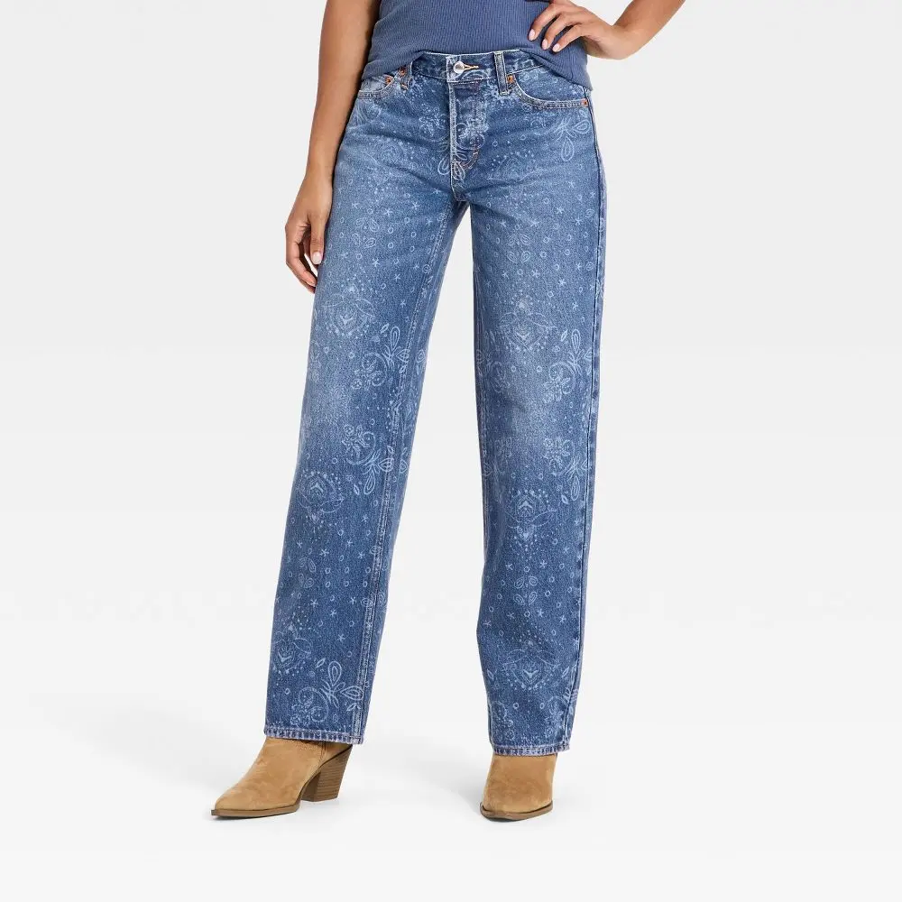 Women's Low-Rise Bandana Baggy Jeans - Universal