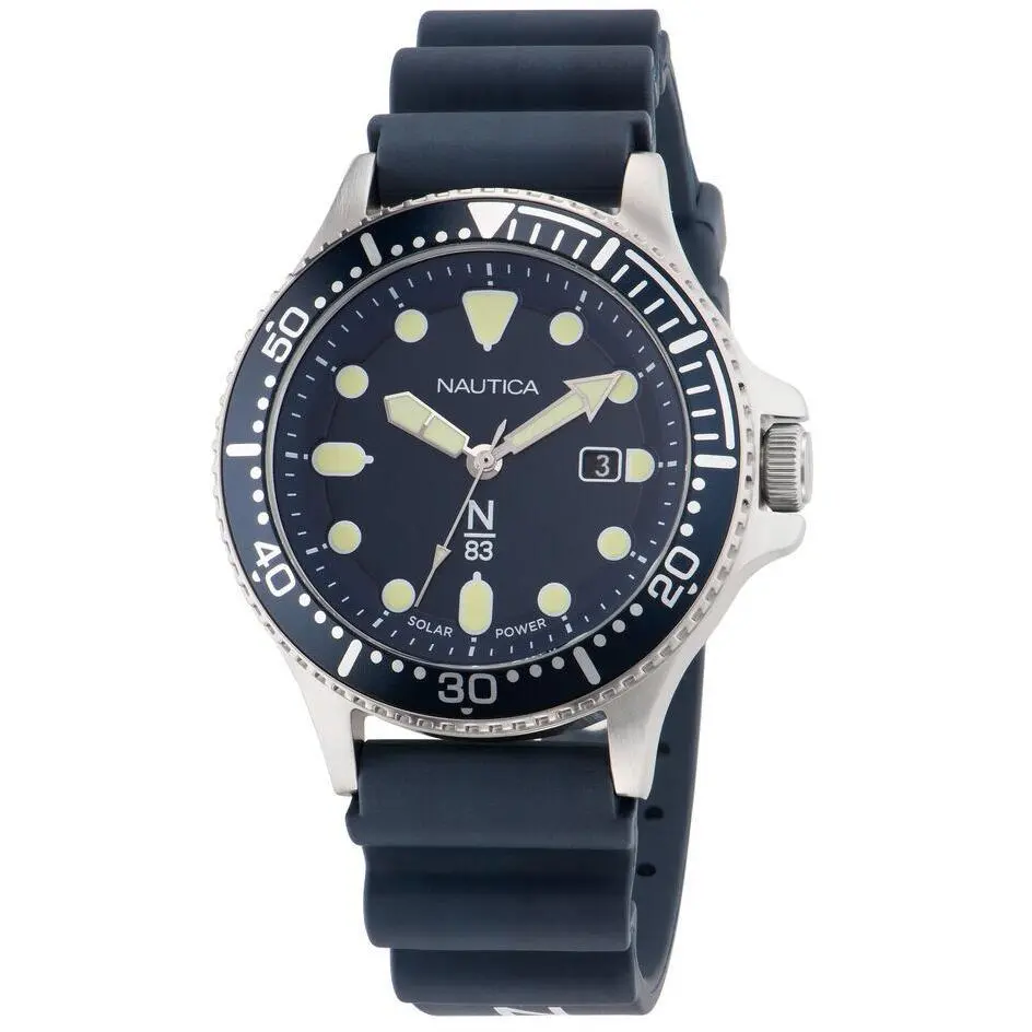 Nautica Cocoa Beach Blue PU Mens Watch NAPCBS304, Wheat, 30M - 50M, Pu Fiber, Quartz, Round, Rubber, Recycled Steel