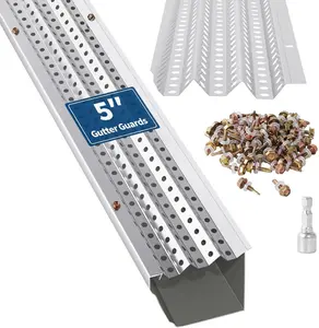 Gutter Guard 17 PCS, 50 ft Total Length, Leaf Guards for Gutters 5 in Width, 0.275 in Hole Diameter & 0.02 in Thick, for Any Roof or Gutter Type
