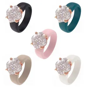 Silicone 1pc Stylish Fade-Resistant Lightweight Ring with Elegant Square-Cut Synthetic Zirconia Ring for Women Wedding Anniversary Gift Sparkling Beautiful Jewelry Accessory Suitable for Daily Wear Outdoor Sports Gym And Yoga