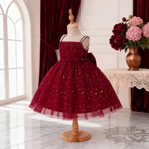 6025 Rose pink sparkling decorative dress for young girls elegant dress suitable for special occasions perfect for girls' party costume design