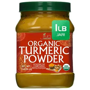 Organic Turmeric Powder 1 Pound Jar by Jiva Organics - 100% Raw with Curcumin - Lab Tested & Reports Available - Raw from India