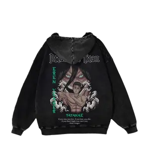 Eren Transformation Hoodie – Attack on Titan Anime Vintage Oversized Hoodie, Streetwear Graphic Pullover, Fan Gift Collector Edition