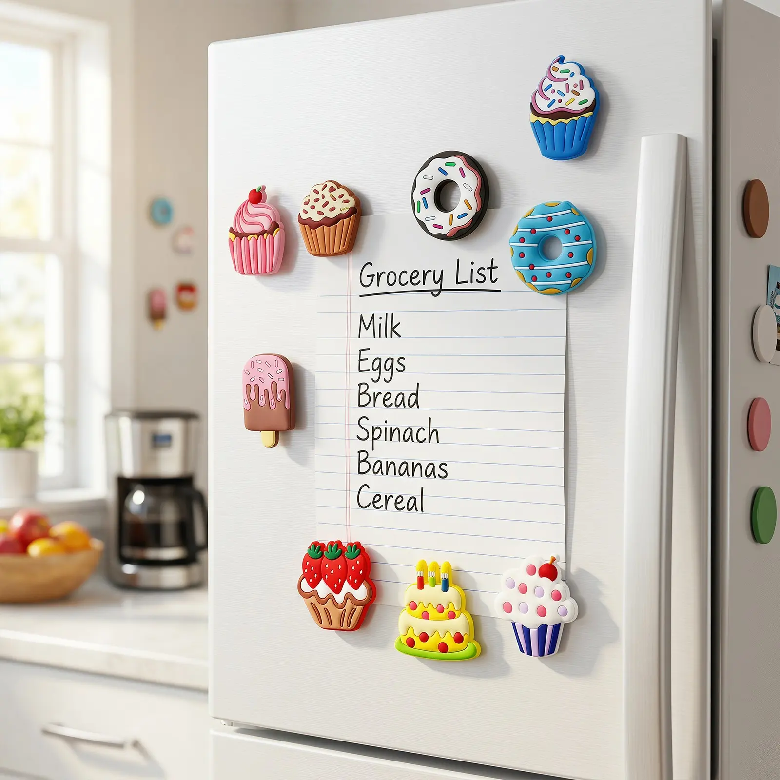 8 Cute Dessert Fridge Magnets, Cupcake & Donut Shapes, Fits Refrigerator/office/cabinet, Home Decor & Note Holder Helper