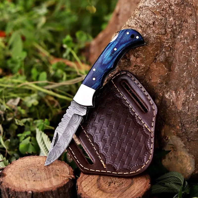 Handmade Damascus Pocket Folding Knife