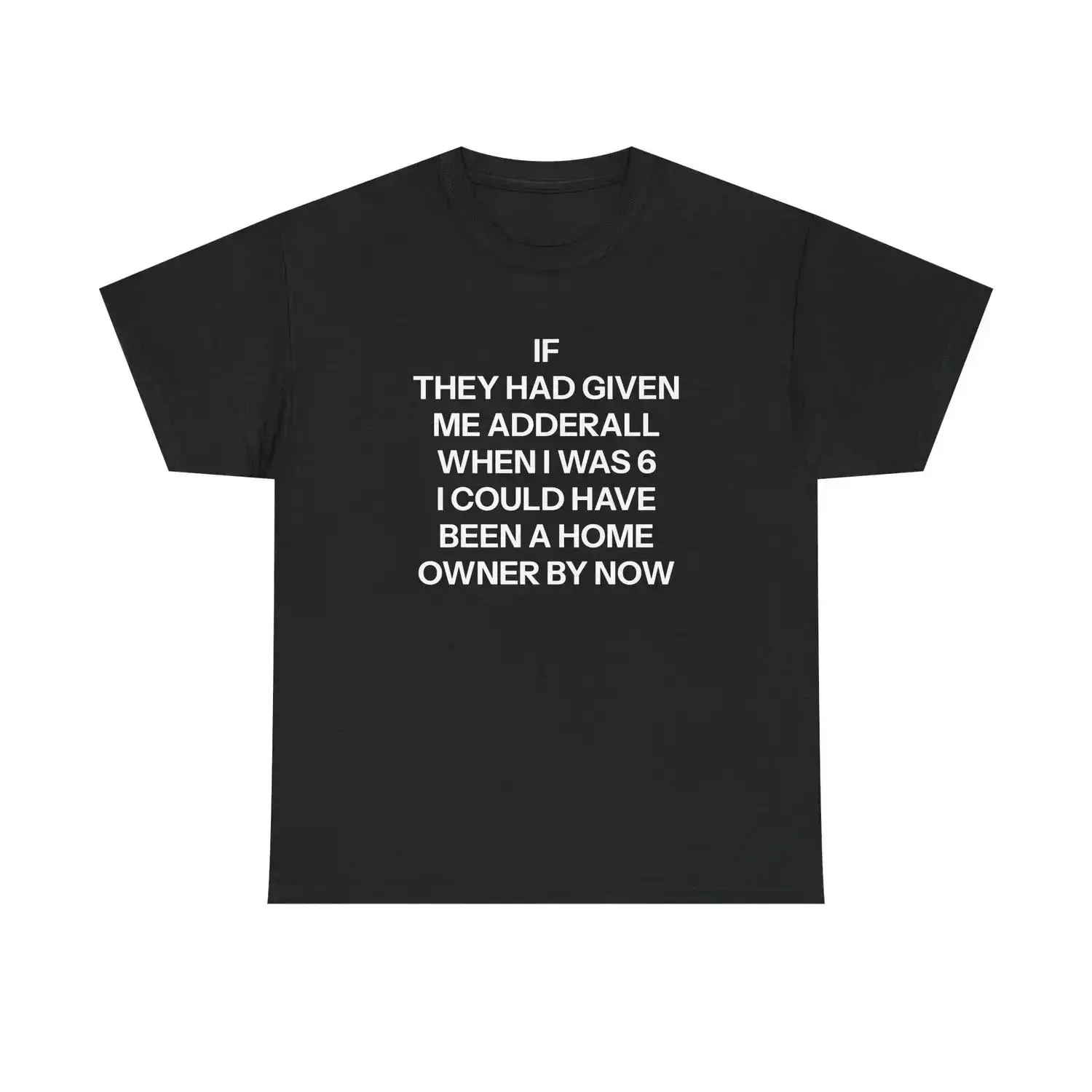 Women's Short-Sleeve Round Neck Cotton Casual Wear T-Shirt - Humorous Adderall ADHD Sarcastic Homeowner Meme Printed Badge Print Top, All-Seasons Gift, Shortsleeve, Humor Text