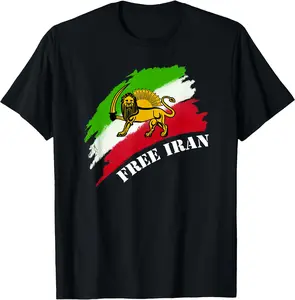 Free Iran flag with lion Unisex T-Shirt Cotton Menswear Man Classic