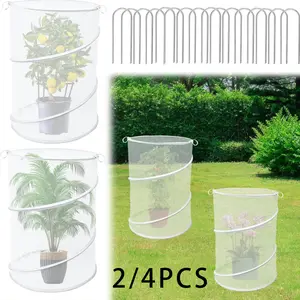 Pop-Up Plant Protector Cover Extra Large - Portable Greenhouse Foldable Mesh Plant Cage with Ground Stakes for Garden Pest & Animal Control