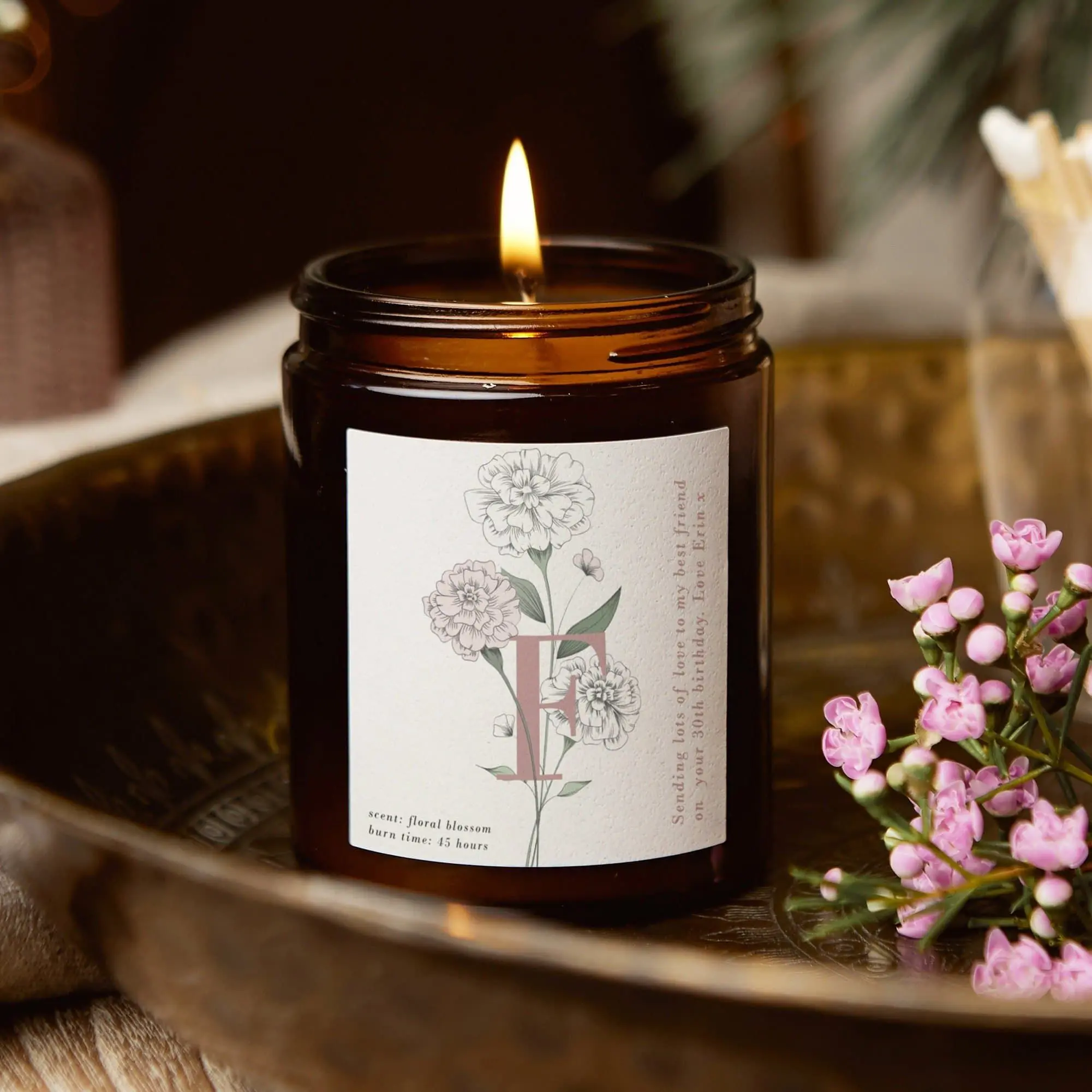 Personalised Initial Candle Gift - Any Message Gift For Her - Birthday Gift Idea Scented Candle