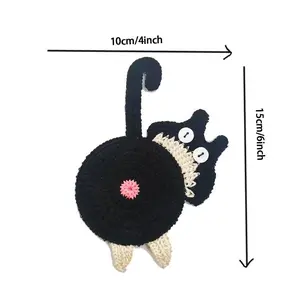 Funny Cat Butt Knitted Coaster, Cute Fuzzy Cup Holder for Hot Cold Drinks, Unique Home Decor Desk Accessory, Trendy Gift for Cat Lovers, Handmade Knit Design, Perfect for Office Coffee Lover