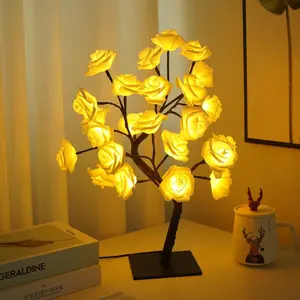 Rose Flower Design Tree Night Light, USB Powered Table Lamp, Room Lights for Bedroom, Versatile Holiday Decoration Lights For Indoor Bedroom, Valentine's Day Gift, Home Decor, Decorative