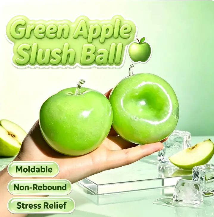 Green Apple Moldable Fingertip Squishy Toy, Non‑Rebound Stress‑Relief Squeeze Fidget, Kids Party & Holiday Gift for Easter and Valentine’s Day