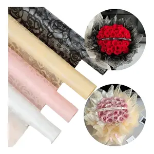 20pcs Lace Packaging Paper Lucky Flower Rose Bouquet Wrapping, Bouquet Wrapper, Waterproof Semi-Transparent Floral Paper for Valentine's Day, Wedding, Birthday