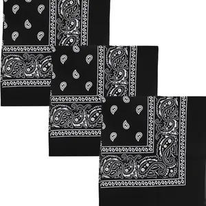 Black Bandana Cotton Handkerchief Face Mask For Men And Women