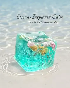 Ice Cube Stress Balls - Marine Shells Squishy Set, Soft Slow Rise Sensory Fidget for Anxiety Relief, Stretchy Squeeze Balls for Adults