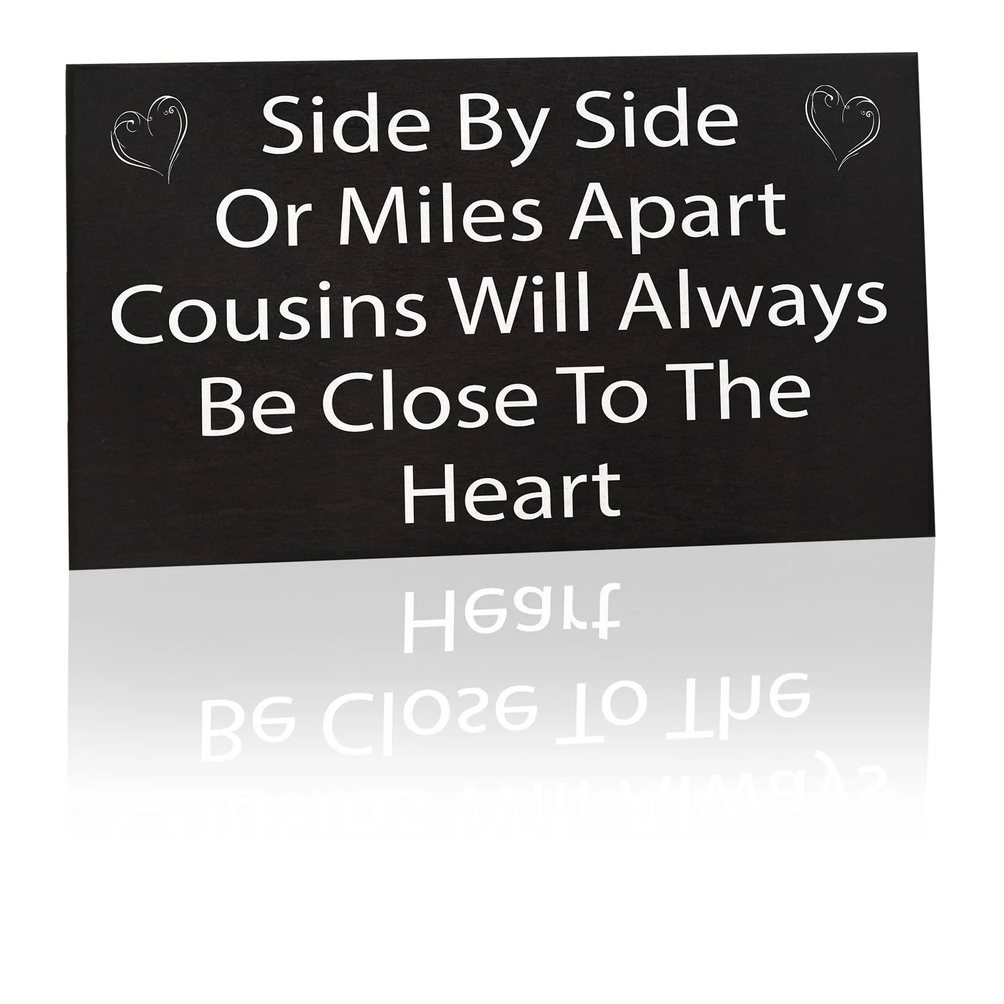 JennyGems Gift for Cousins, Side By Side or Miles Apart Cousins Will Always Be Close To the Heart Wooden Sign, American Made