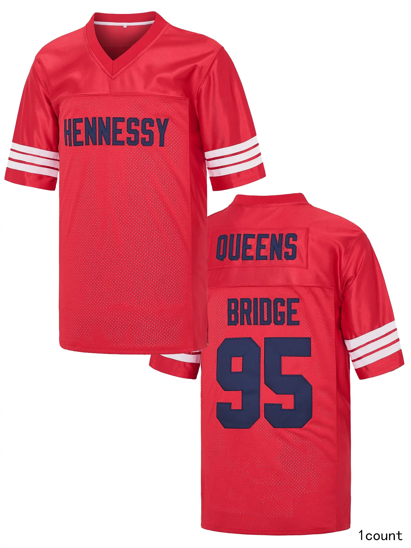 Men's Embroidered Name Number 95 Football Top - Red Hennessy Queens Bridge Sporty Chic Mens Jersey Style, Short Sleeve, S to 3XL Professional Sports Clothing