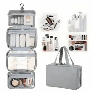 Waterproof Foldable Travel Toiletry Bag, Large Capacity Hangable Cosmetic Organizer, Foldable Storage Bags for Trips, Gym