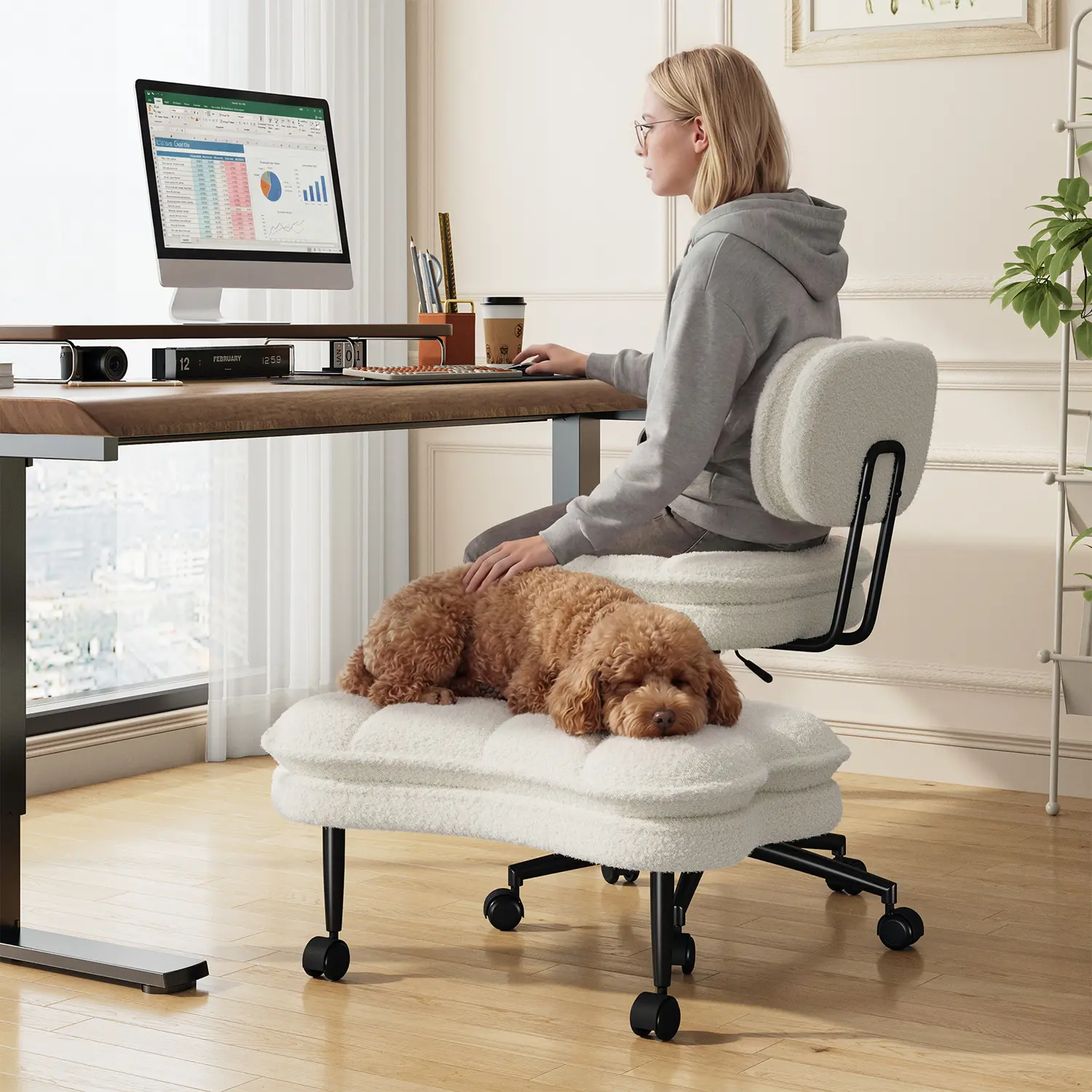 Raybee 360 Swivel Meditation Kneeling Chairs with Wheels, ADHD Chair with Height Adjustable Seat for Relaxation Concentration, Fidgeter-Friendly Design Cross Legged Office Chair, Pets-Friendly Home Office Furniture #TikTokShopSummerSale