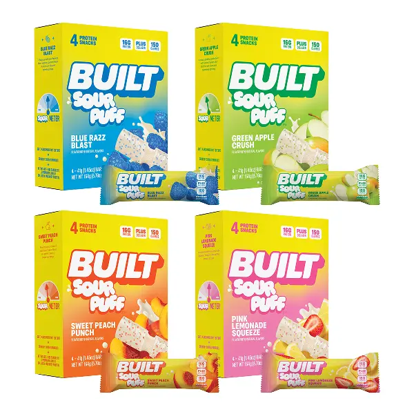 Official BUILT Bar, Sour Puff "Tart Test" Bundle Variety Pack (16 Sour Protein Bars, 4 bars in 4 flavors) Official BUILT Bar, Sour Puff "Tart Test" Bundle Variety Pack (16 Sour Protein Bars, 4 bars in 4 flavors)