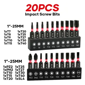 Industrial Hybrid Screwdriver Bits Set, S2 Steel 60-62HRC Hardness, Impact And Wear-Resistant, Anti-slip Magnetic Drill Head, Ultra-high Torque, 1/4 Inch Hex Shank, Designed For Automotive, Machinery, Home Repair, Handicrafts