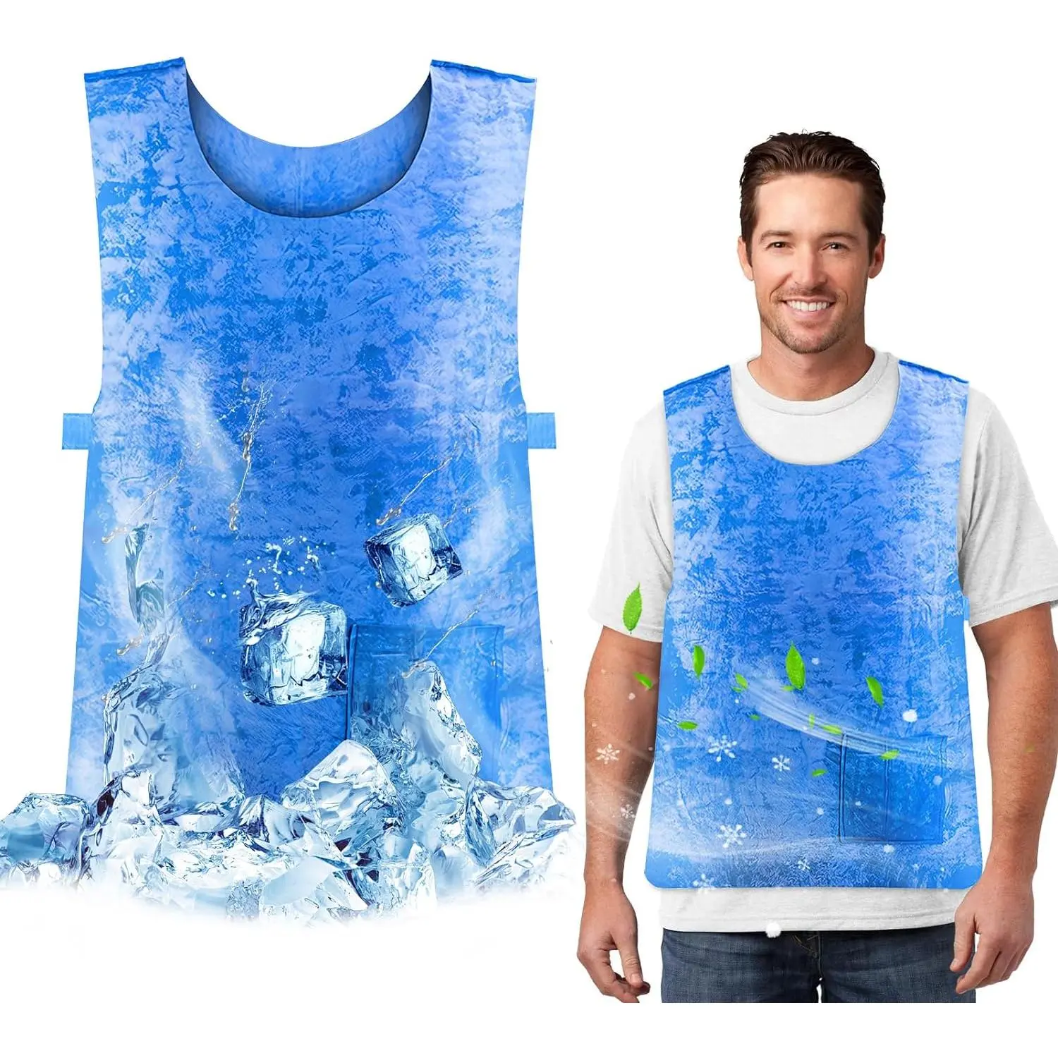 Cooling Vest for Hot Summer, Adjustable Evaporative Cooling Sport Vest, Activewear Cold Vest, PVA Ice Vest for Man & Women, Blue