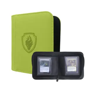Zipper Side-Load Card Binder, 32 Slots, Waterproof PU Leather, Fits 3"×4" Rigid Cards, Ideal for TCG, Toploader Card Binder