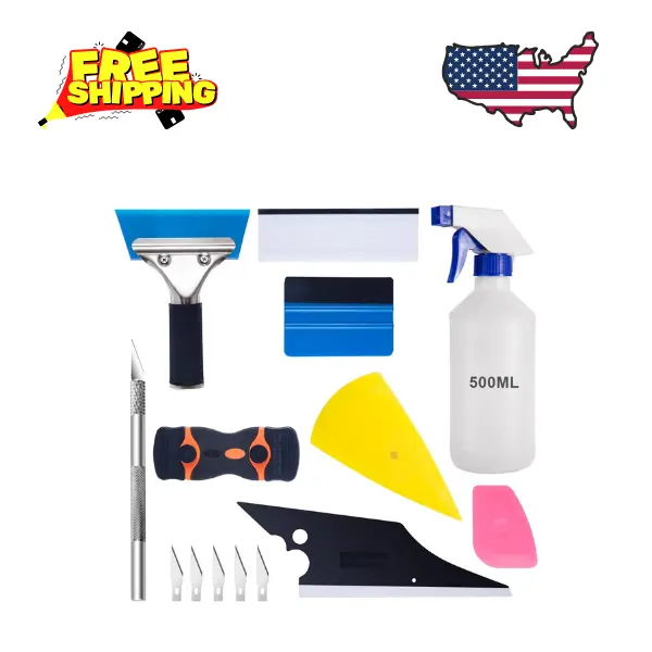 Car Window Tint Application Tools Kit, 9 Pcs Vehicle Glass Protective Film Installing Tool