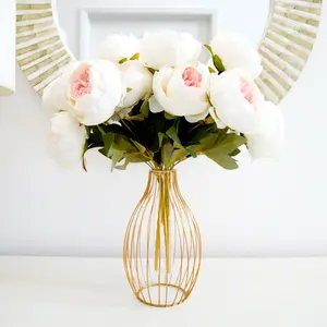 7 Heads Artificial Peonies in Vase | White Pink Peonies Home Decor | DIY Arrangement Gift Bouquet Flower Light Plants Centerpiece Peony Fruit Decorative