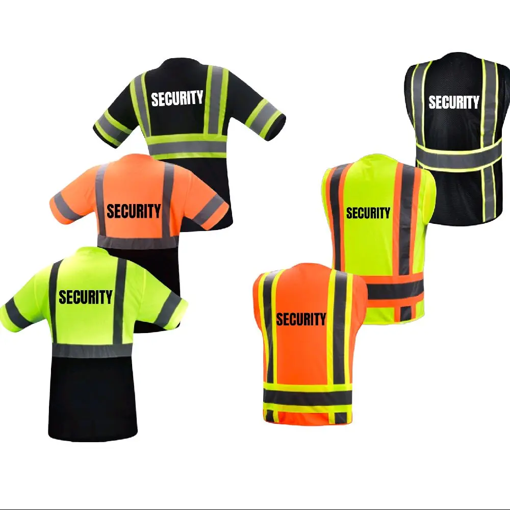 Men's Reflective High-Visibility Vest & Security Workwear T-Shirt - Comfortable, Durable, Easy to Care for Uniform with Safety Features, Everyday Wear & Any Occasion Outdoor Workwear