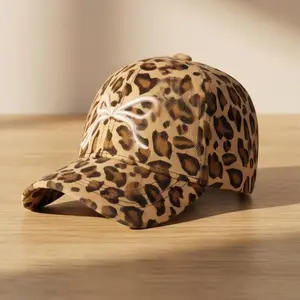 Unisex Leopard Baseball Cap with Bow Embroidery - Adjustable Sunscreen Hat for Outdoor Travel, Beach