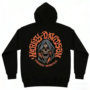 HD Legendary Motorcycles Casual Graphic Print Hoodie Unisex 100% Cotton Menswear USB Heated Men's Winter