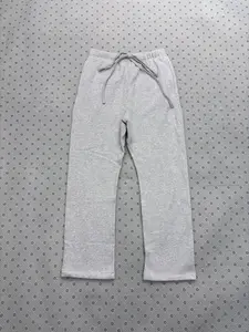 Uncuffed Men's Sweatpants Grey Joggers Relaxed Oversized Fit Design Unisex Athletic Casua Lounge Pants with Pockets, Soft Fleece Home Pants with Drawstring