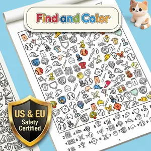 [Safe & Non-Toxic] 32-Page Kids Find & Color Activity Pack, Coloring Books, Coloring Gift Book, 1000+ Graphics Scavenger Hunt, Child-Safe Safety Certified Early Learning Kit, Montessori Observation Training, Multi-Theme Gift for Boys & Girls