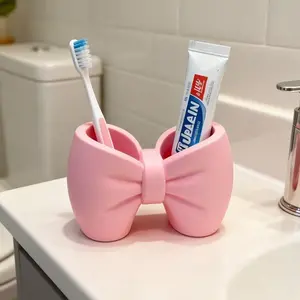 Bow Toothbrush Holder Organizers, Bathroom Sink Organizer, Toothbrush and Toothpaste Rack, 3D Printed Storage Stand, Decorative, 1pc