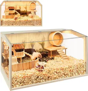 PROLEE Clear Roof Hamster Cage Chewproof, 24"L x 16"W x 16"H Inches, Large Hamster Cages and Habitats, Openable Top with Acrylic Sheets Solid Built, Access for Hamster Gerbil Mouse
