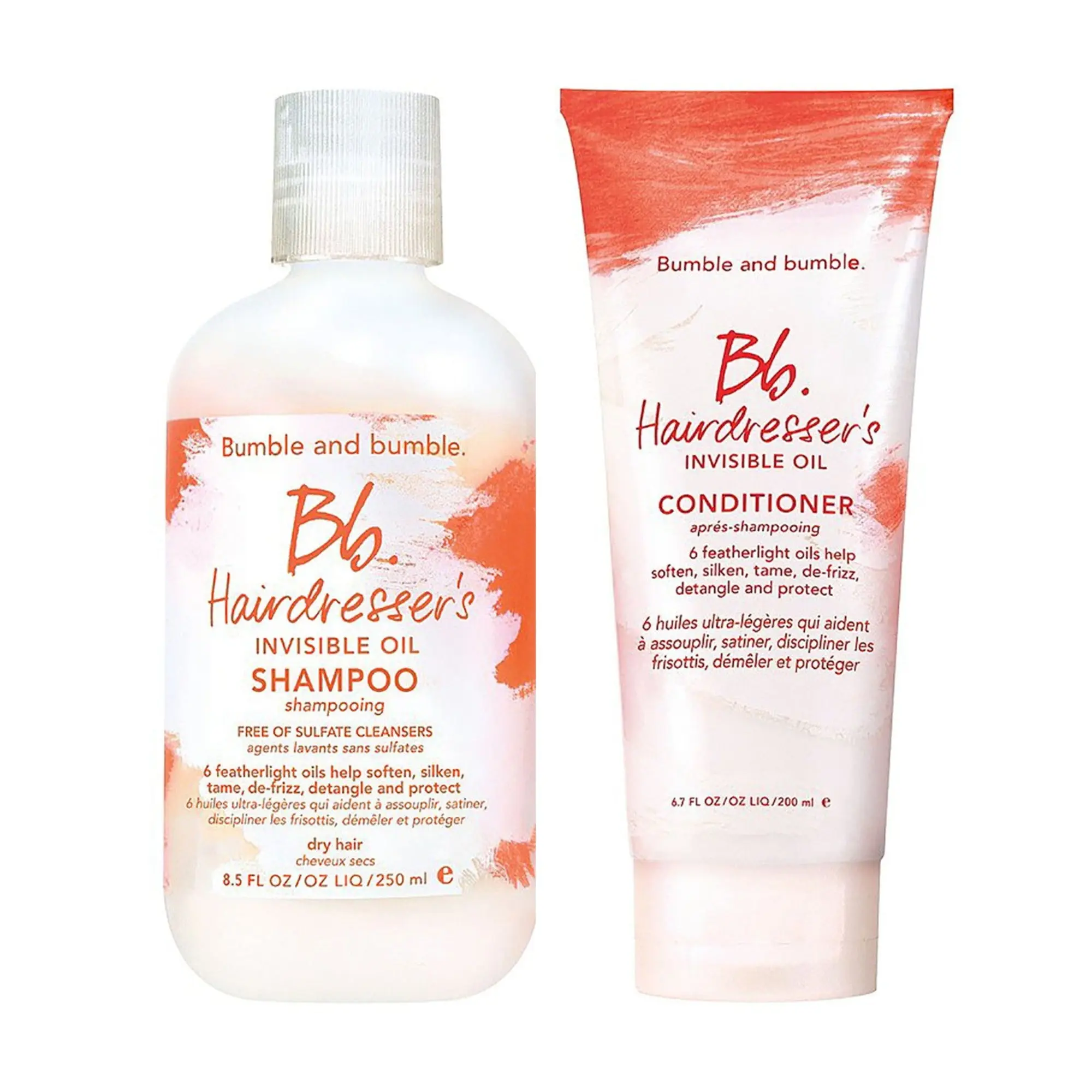 Bumble and bumble Hairdresser's Invisible Oil Haircare Duo - 8oz Fragranced Cleanser Shampoo, 6.7oz Moisturizing Blend Conditioner ($73 Value), Fragrance, Dry, Anti-Frizz