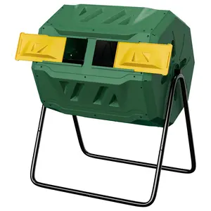 ZENY 43Gal Outdoor Compost Tumbler Bin - Dual Chambers, Sliding Doors, Green Home Compost Bin for Backyard Gardening