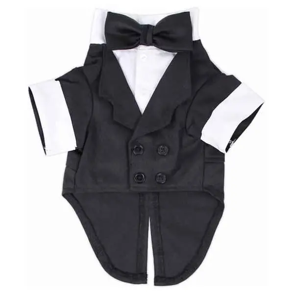 Parisian Pet 'Satin Party Tux' for Dogs and Cats, Designer Holiday Pet Tuxedo, Satin Formal Wear, Black & White-Valentine's Day