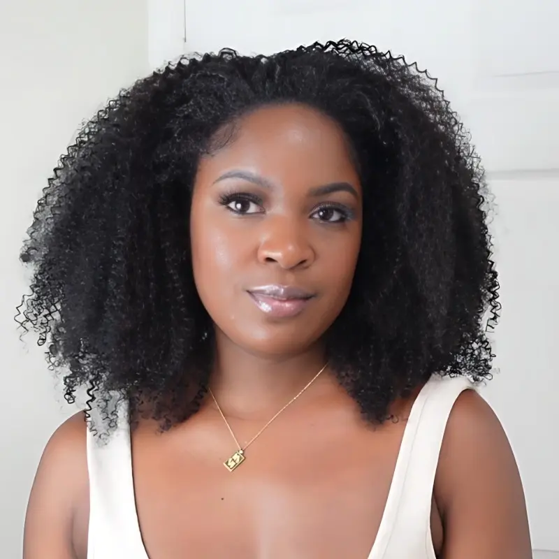 HerGivenHair 3C 4A Coily Textured 3 in 1 Half Wig Versatile Cap Drawstring Ponytail Half Wig For Natural Hair Black Girls