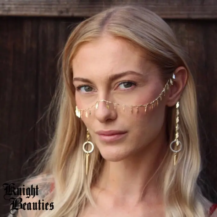 Aphrodite's Royal Veil W/ Gold Daggers Face Chain or Necklace