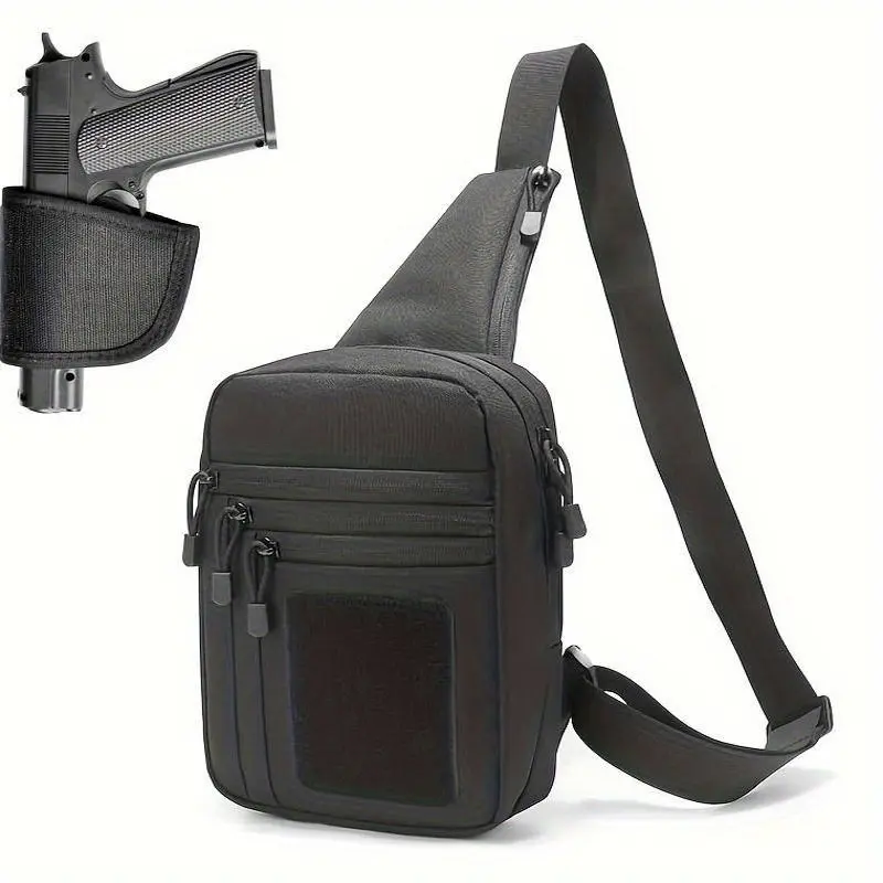 Tactical Crossbody Sling Bag for Concealed Carry of Handguns (CCW) - Durable Black Chest Pack with Multiple Compartments, Adjustable Sling & Ergonomic Design for Hunting, Fishing, Outdoor Activities, Gun Accessories for Outdoors