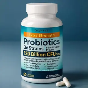 QIZFYZZ 120 Billion CFU 36 Strains, 3-in-1 Probiotics for Digestive Health & Immune Support with Prebiotics & Enzymes, Probioticos for Women & Men, Targeted Release, 60 Veggie Caps